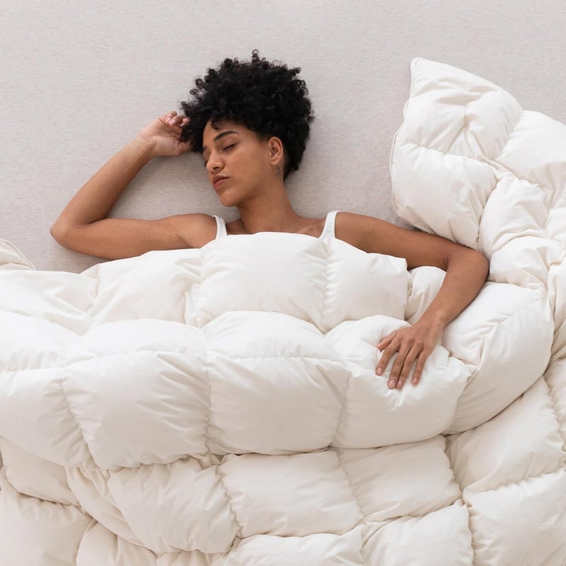 Three Geese Luxury Down Feathers Fiber Comforter King Size - 750 Fill Power All Season Down Duvet Insert, Ultra-Soft Hotel Collection White Comforter, Baffle-Box Design - Noiseless - Lightweight. - Image 1